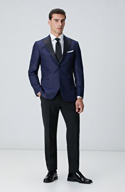 Siyah Yün Karışımlı Smokin Pantolon