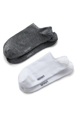 Gri Beyaz 2li Erkek Bambu Çorap Seti