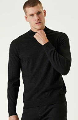 Antrasit Melanj Yarım Balıkçı Yün Karışımlı Triko Kazak Antrasit Melanj Yarım Balıkçı Yün Karışımlı Triko Kazak