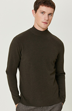 Haki Yarım Balıkçı Yaka Kazak Haki Yarım Balıkçı Yaka Kazak