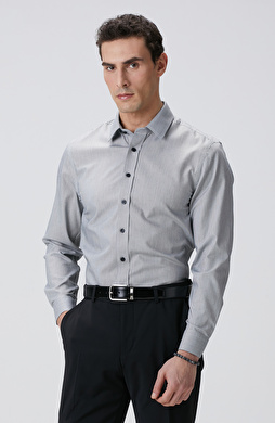 Siyah Super Non-Iron Çizgili Gömlek