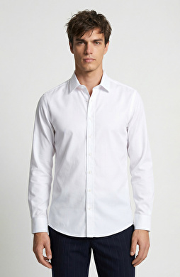 Beyaz Non-iron Saten Gömlek