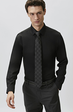 Black Non-Iron Satin Shirt