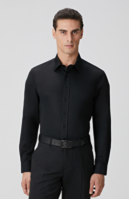 Siyah Non-Iron Saten Gömlek Siyah Non-Iron Saten Gömlek