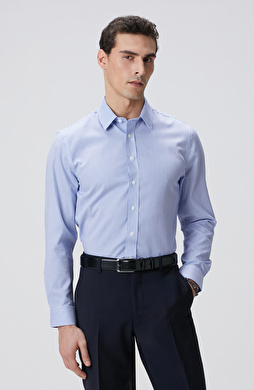 Mavi Çizgi Desenli Super Non-Iron Gömlek Mavi Çizgi Desenli Super Non-Iron Gömlek