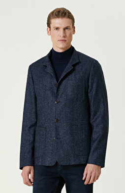 Lacivert Limited Yün-Kaşmir Karışımlı Diyagonal Ceket Lacivert Limited Yün-Kaşmir Karışımlı Diyagonal Ceket