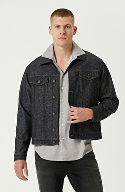 Lacivert Yün Karışımlı Diyagonal Mont Lacivert Yün Karışımlı Diyagonal Mont