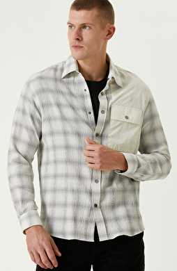 Gri Cepli Gofreli Comfort Gömlek Gri Cepli Gofreli Comfort Gömlek