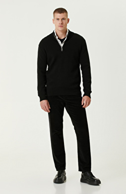 Siyah Fitilli Kadife Casual Pantolon