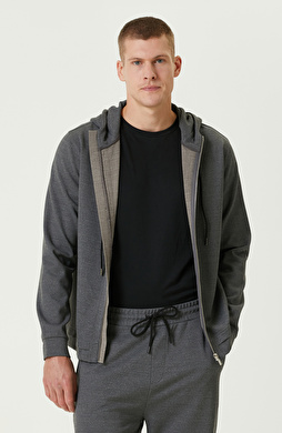 Gri Melanj Fermuarlı SweaTshirt Gri Melanj Fermuarlı SweaTshirt