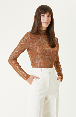 Bakır Dik Yaka Örme Bluz Bakır Dik Yaka Örme Bluz