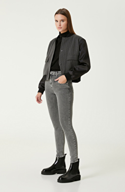 Antrasit Troklu Skinny Kalıp Denim Pantolon
