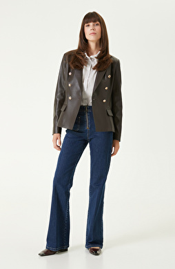 İndigo Flare Kalıp Denim Pantolon