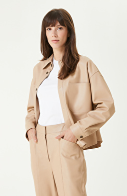 Bej Cepli Deri Gömlek Bej Cepli Deri Gömlek