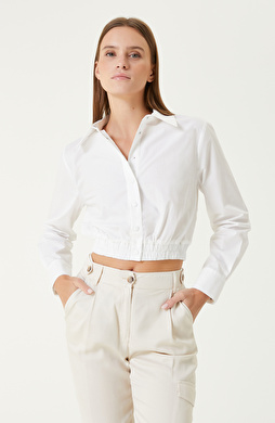 Beyaz N-Tech Crop Form Gömlek