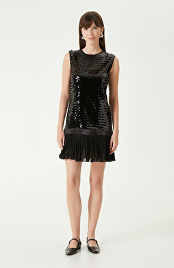 Siyah Payetli Mini Abiye Elbise