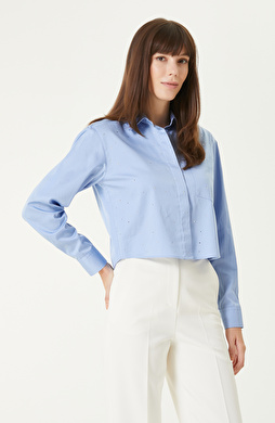 Açık  Mavi Taş Baskılı Gömlek