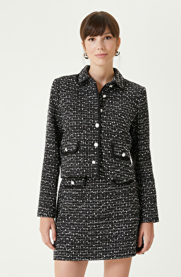 Siyah Beyaz Tweed Ceket Siyah Beyaz Tweed Ceket