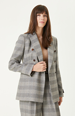 Gri Yün Karışımlı Ekose Ceket Gri Yün Karışımlı Ekose Ceket