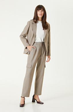 Bej Melanj Yün Karışımlı Kargo Cepli Pantolon Bej Melanj Yün Karışımlı Kargo Cepli Pantolon