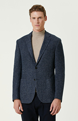 Lacivert Limited Yün Kaşmir Karışımlı Jakarlı Ceket Lacivert Limited Yün Kaşmir Karışımlı Jakarlı Ceket