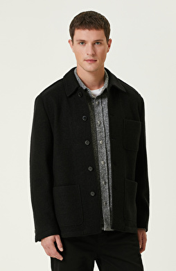 Siyah Yün Örme Ceket