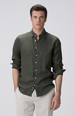 Haki Keten Gömlek