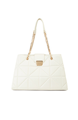 Kırık Beyaz Kapitoneli Kadın Çanta