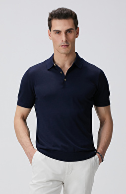 Lacivert Polo Yaka Triko Kazak