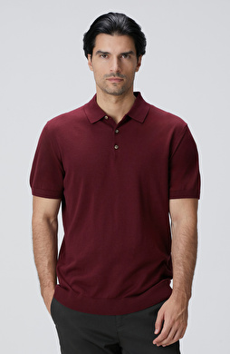 Bordo Polo Yaka Triko Kazak