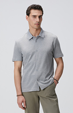 Gri Melanj Jakarlı Gömlek