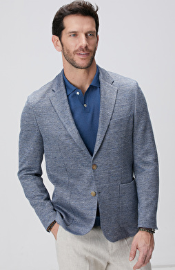 Mavi Loro Piana Kumaşından Üretilmiş Limited Örme Ceket