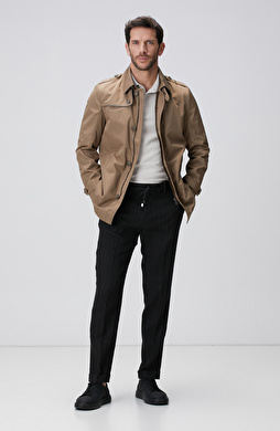 Siyah Keten Karışımlı Jogger Pantolon