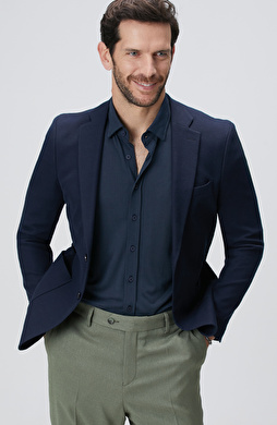 Lacivert Armürlü Ceket