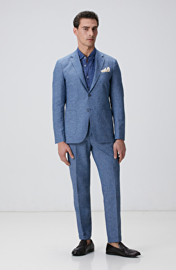 Mavi Keten Karışımlı Takım Elbise Mavi Keten Karışımlı Takım Elbise