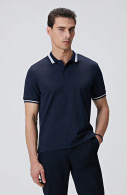 Lacivert Polo Yaka Örme T-shirt