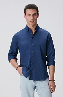 Indigo Mikro Desenli Gömlek Indigo Mikro Desenli Gömlek