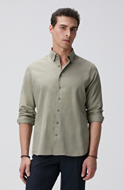 Açık Haki Mikro Desenli Gömlek