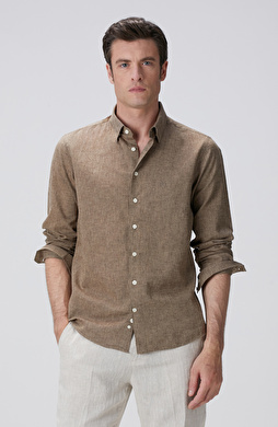 Vizon Keten Karışımlı Gömlek Vizon Keten Karışımlı Gömlek