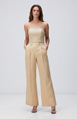 Bej Keten Pantolon
