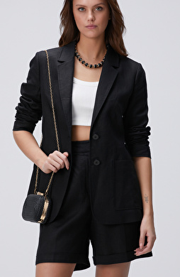 Siyah Keten Ceket Siyah Keten Ceket
