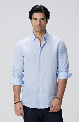 Açık Mavi Keten Gömlek Açık Mavi Keten Gömlek