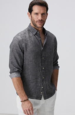 Antrasit Keten Gömlek
