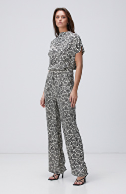 Siyah Kırık Beyaz Desenli Pantolon