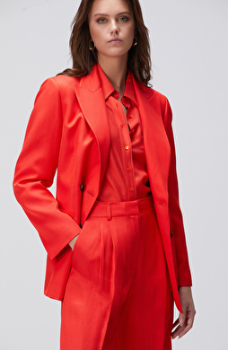 Kırmızı Keten Blazer Ceket