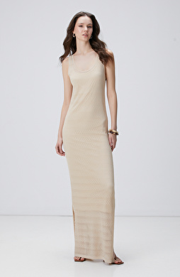 Bej Maxi Elbise