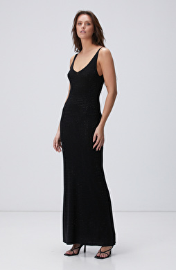 Black Stone Maxi Evening Dress