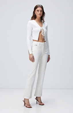 Kırık Beyaz Denim Pantolon