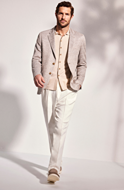 Kırık Beyaz Keten Karışımlı Pantolon