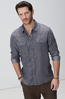 Gri Non Denim Gömlek